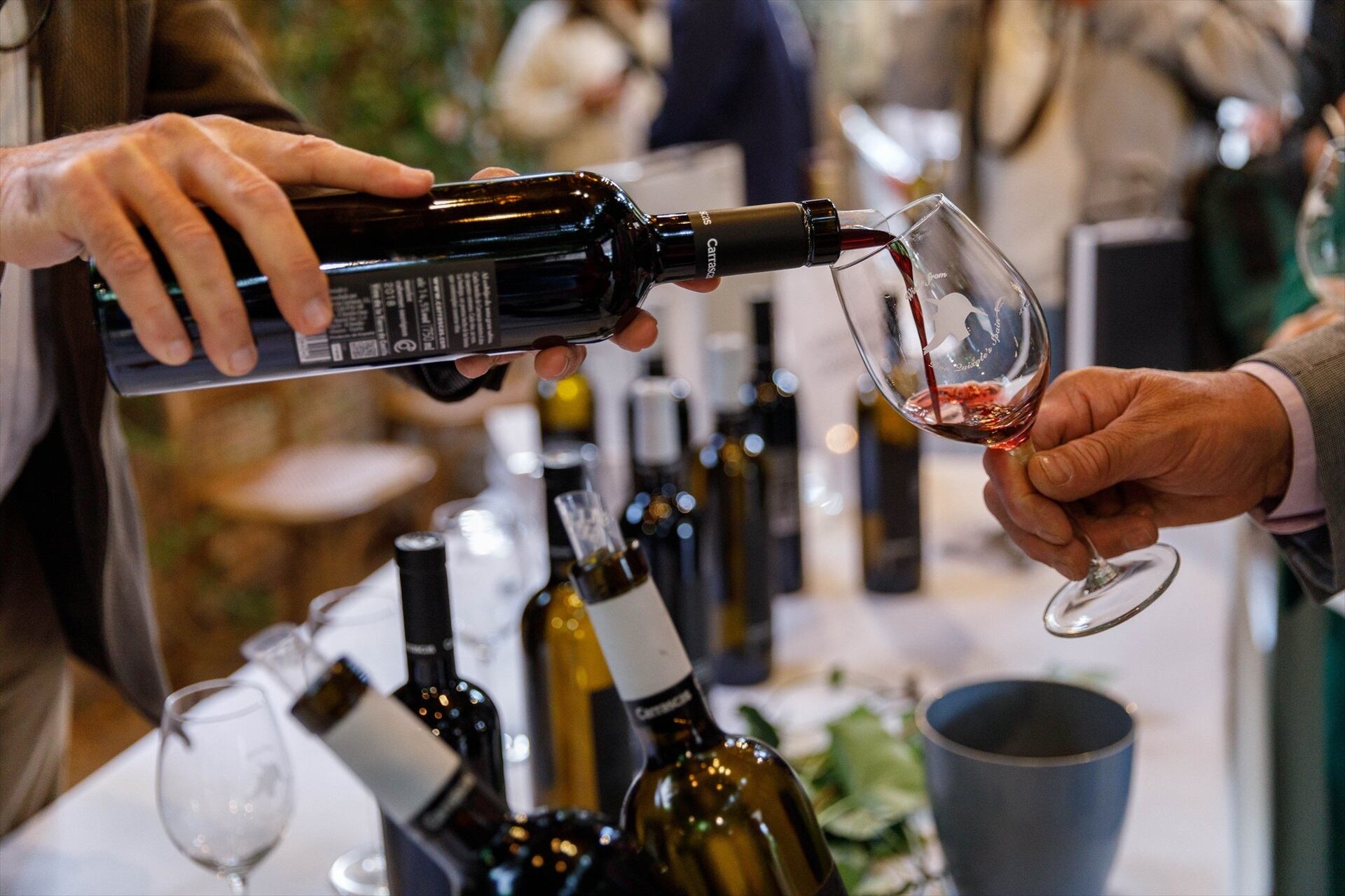 Cata de vinos en una feria de España.