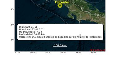 Temblor de 4 grados sacude Quepos