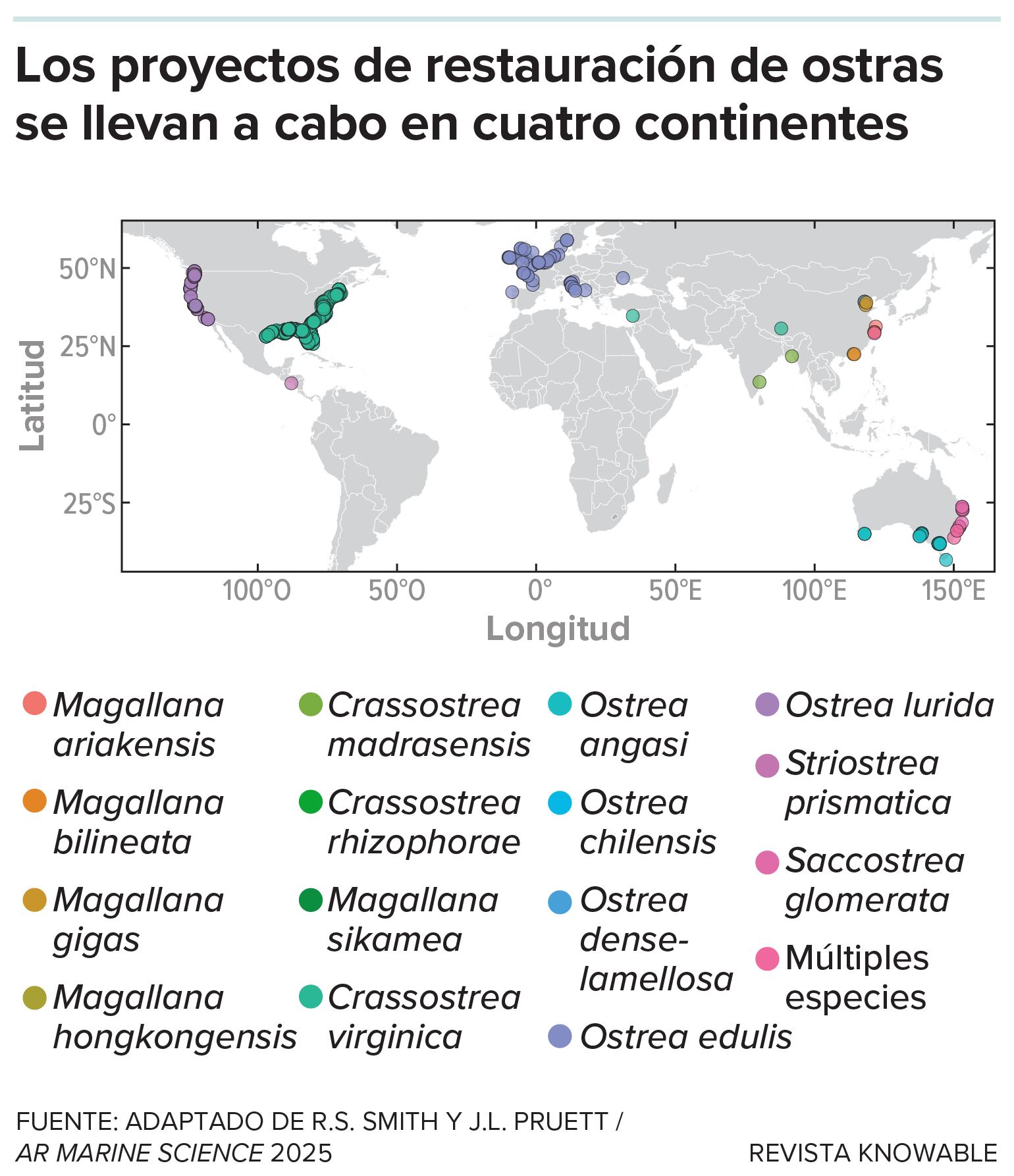 Mapa con afectación de las ostras.