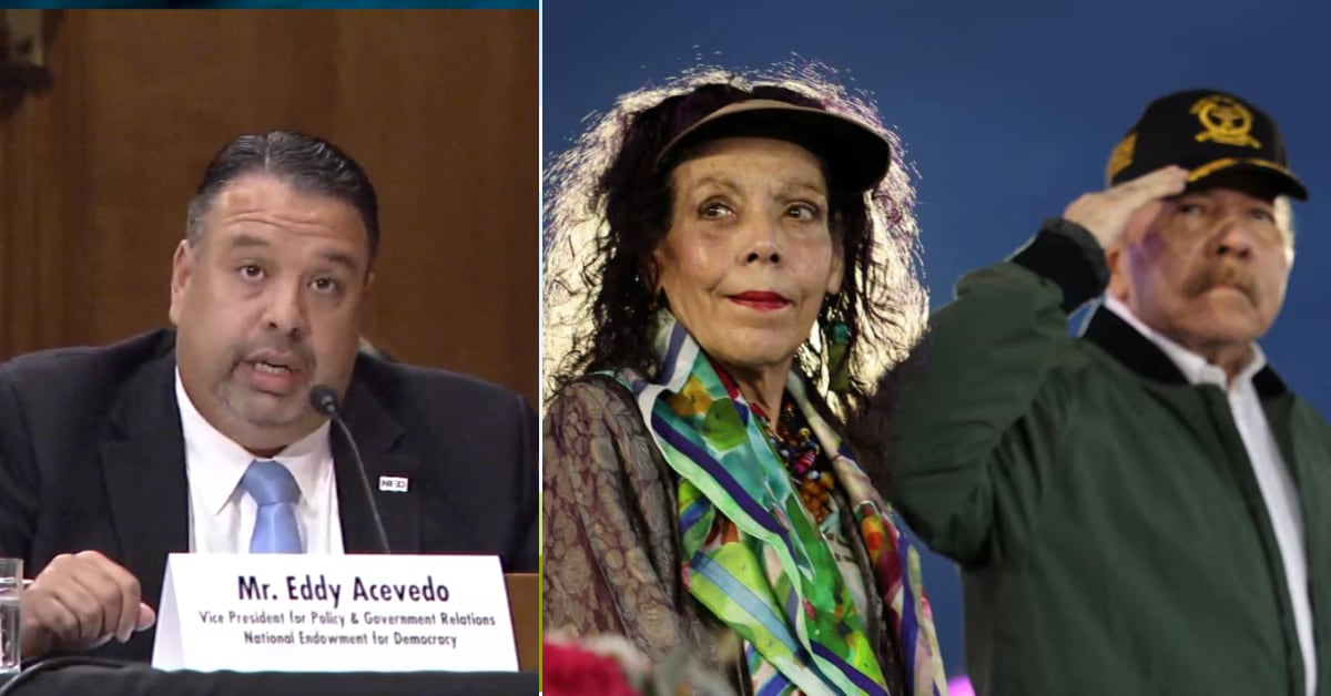 Eddy Acevedo, vicepresidente de Política y Relaciones Gubernamentales de la National Endowment for Democracy, cuestionó ante senadores de Estados Unidos la respuesta de Costa Rica frente a las amenazas y vigilancia atribuidas al régimen de Daniel Ortega y Rosario Murillo.