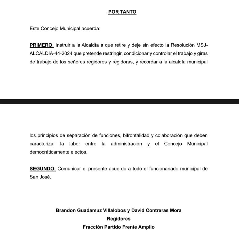 La moción fue presentada por los regidores Brandon Guadamuz y David Contreras. (Fotografía: suministrada)