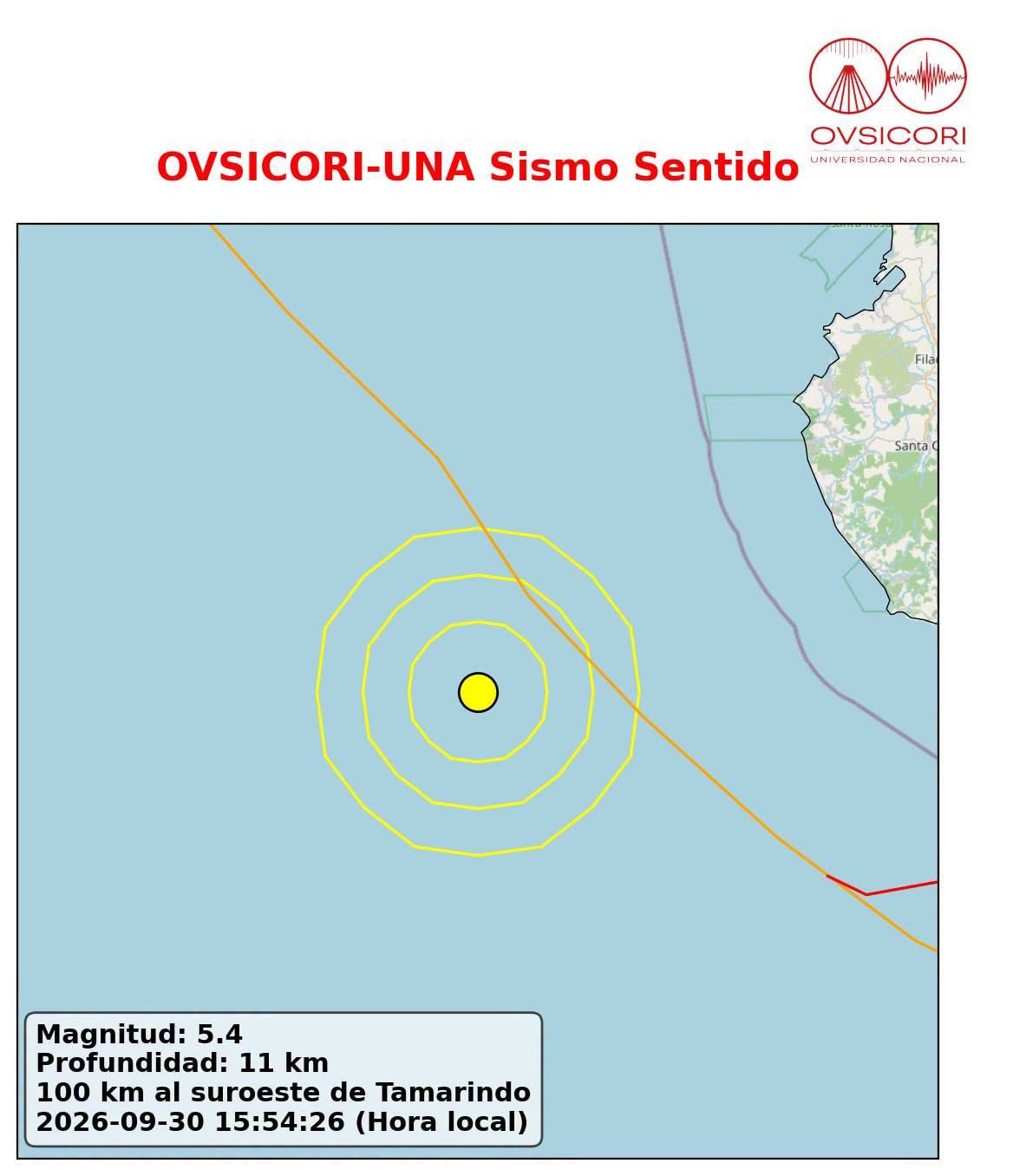 Temblor en Tamarindo