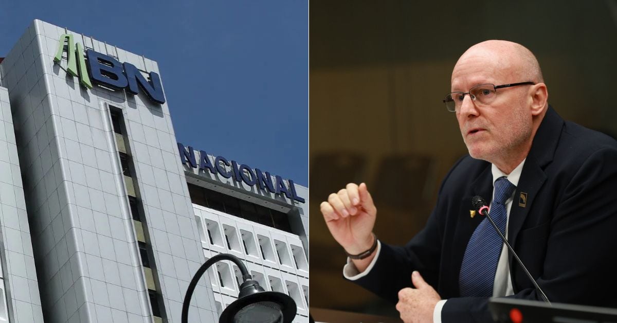 En la imagen, la fachada del Banco Nacional y Stephan Brunner