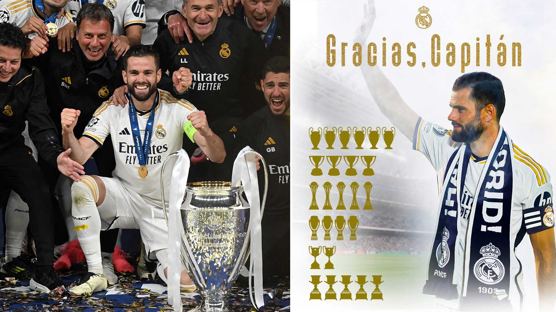 Nacho Fernández finaliza su carrera en el Real Madrid tras 12 temporadas y 26 títulos, poniendo fin a una trayectoria ejemplar en el club.