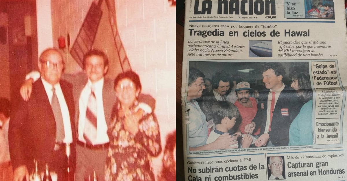 Don Carlos Granados conserva el ejemplar de La Nación que su padre leía cuando sufrió un infarto fulminante en el comedor de su casa, en 1989.