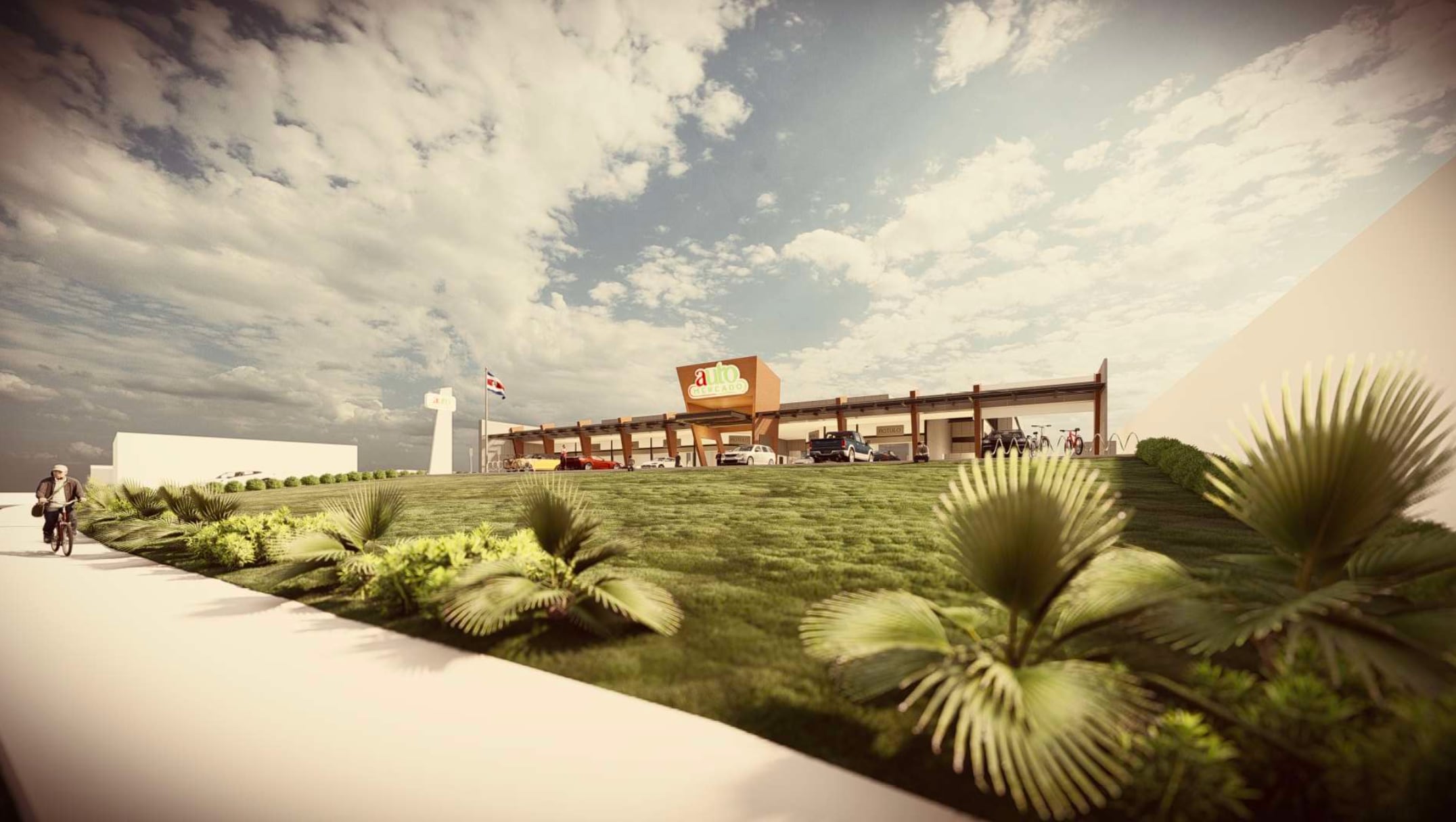 La maqueta de lo que será el Auto Mercado en Cartago, con apertura prevista en el segundo semestre del 2022. Estará ubicado en el Bulevar El Molino, sobre Calle 18. Foto: Cortesía