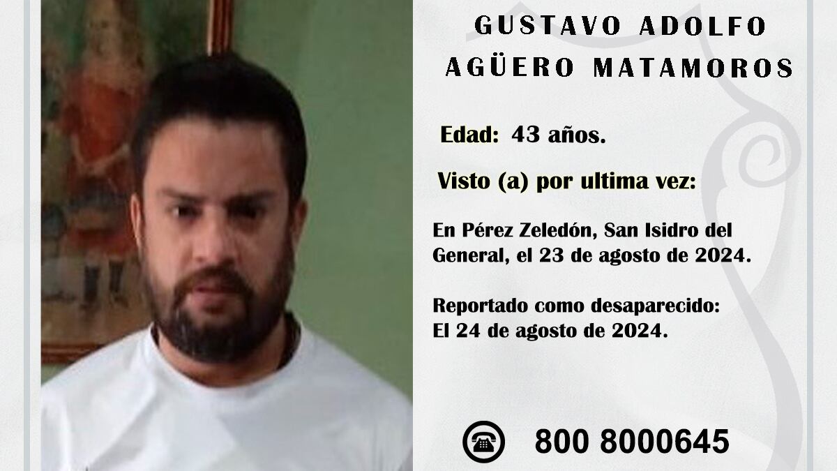 Gustavo Adolfo Agüero Matamoros, de 43 años, conocido como Pato es un taxista informal del que se desconoce su paradero desde el viernes 23 de agosto anterior. Foto: OIJ