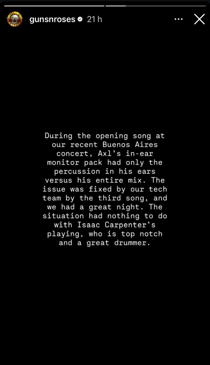 Comunicado de Guns N' Roses