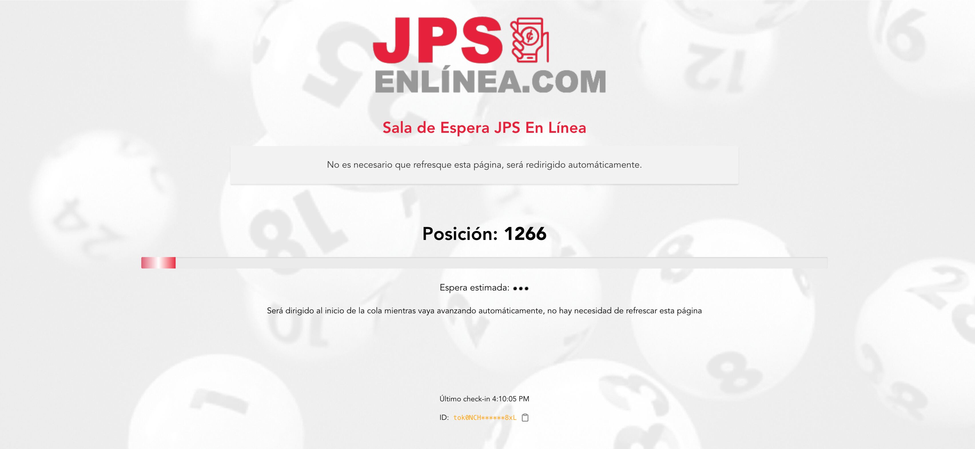 Así lucía la página en línea de la JPS a las 4:09 p.m. de este domingo a escasas horas del gran juego. Fotografía: