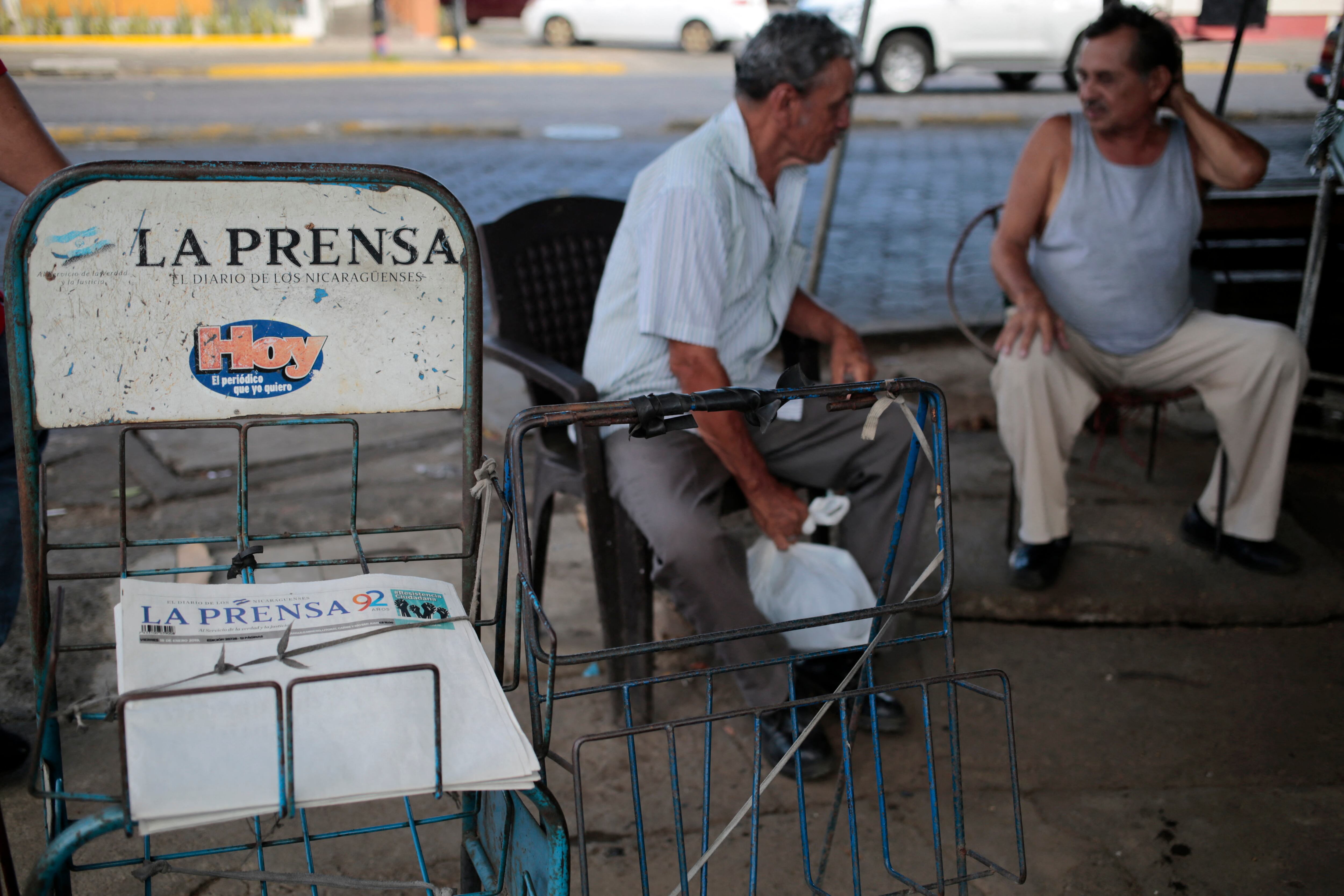 (FOTO DE ARCHIVO) Vista parcial de la fachada del periódico La Prensa, en Managua, el 18 de enero de 2019. El Premio Mundial a la Libertad de Prensa de la UNESCO fue otorgado el 3 de mayo de 2025 al periódico nicaragüense La Prensa, el histórico diario de este país centroamericano cuya redacción se ha visto forzada al exilio por la feroz represión del gobierno. (Foto de INTI OCON / AFP)
