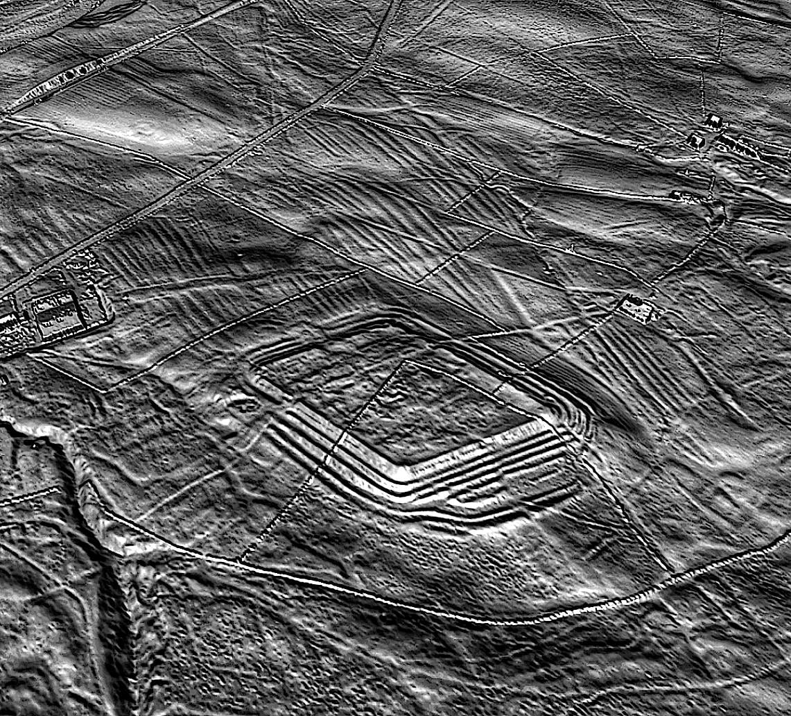 Una vista LiDAR del fuerte romano de Epiacum, en Northumberland, Reino Unido.