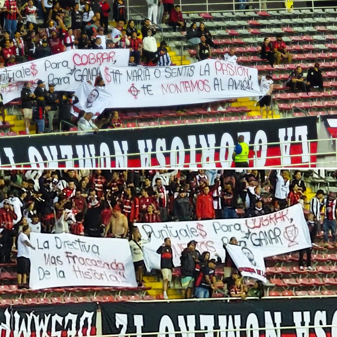 Aficionados de Alajuelense siguen haciendo reclamos a la directiva rojinegra. Instagram TD Más.