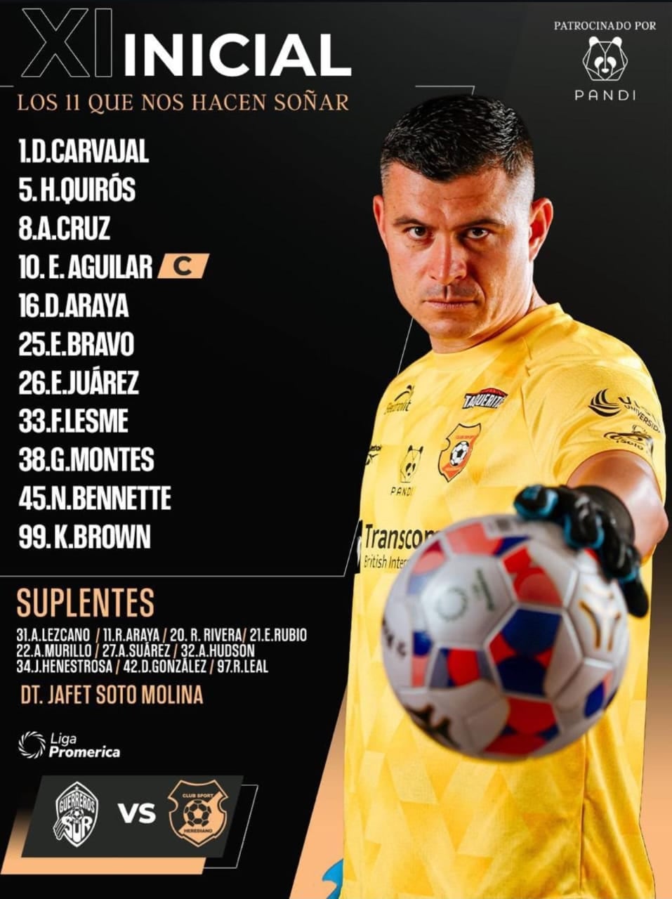 Este es el 11 inicial de Herediano para visitar a Pérez Zeledón.