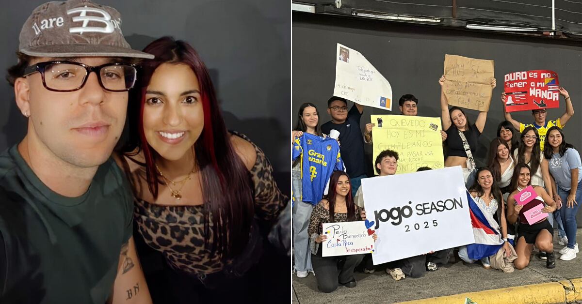 El cantante fue recibido con regalos, abrazos y una bandera firmada por sus seguidores en el aeropuerto. Incluso reconoció a Rebeca Martínez, la presidenta de su club de fans.