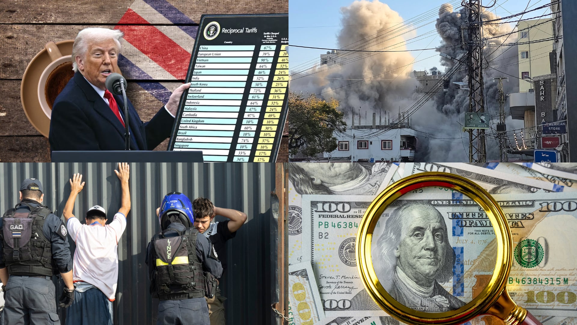 Tensiones geopolíticas, guerras, política arancelaria de Donald Trump, aranceles, inseguridad y violencia en Costa Rica, detenciones, allanamientos, homicidios, tipo de cambio, apreciación del colón