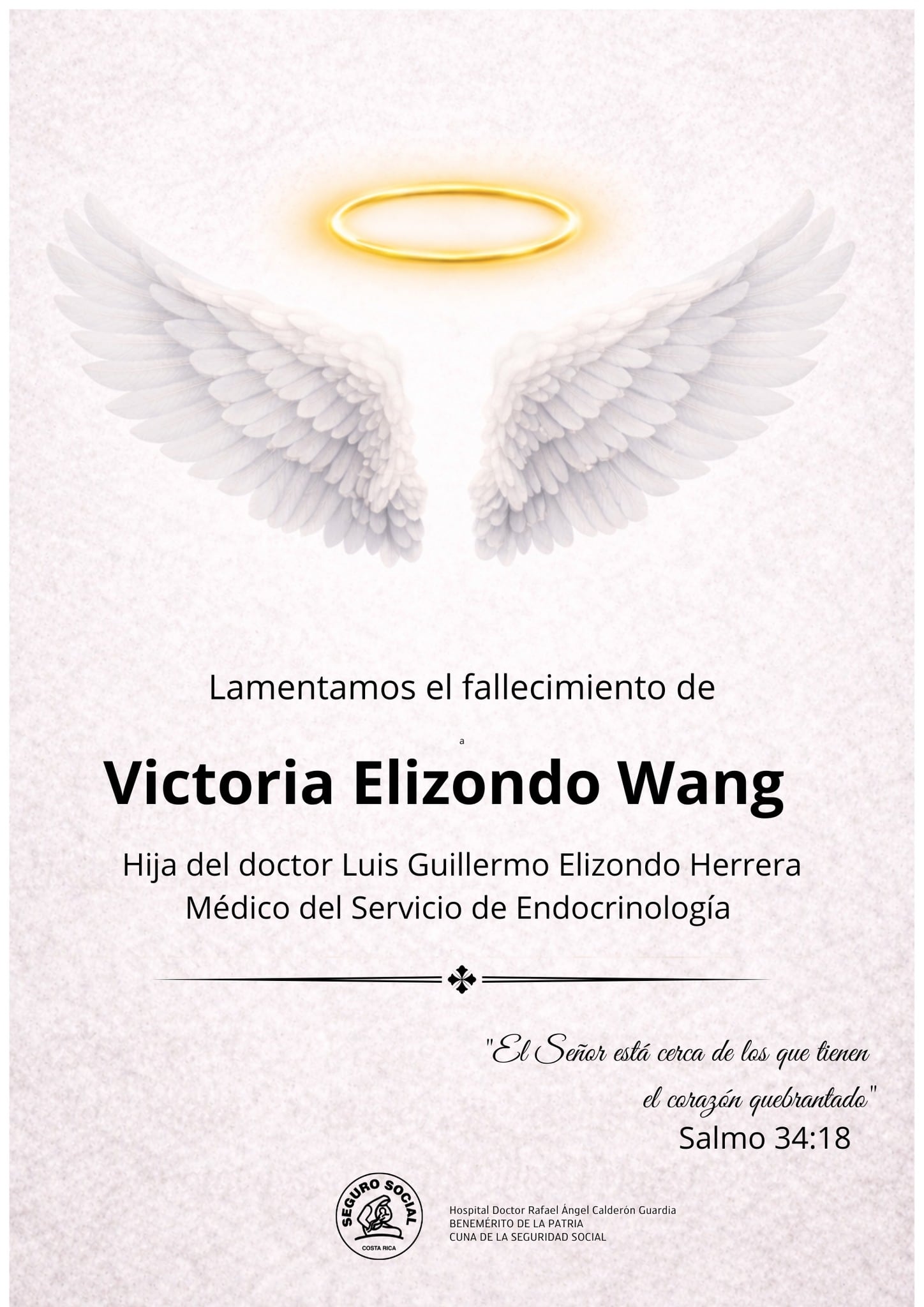 Esta es la esquela publicada por el Hospital Calderón Guardia.