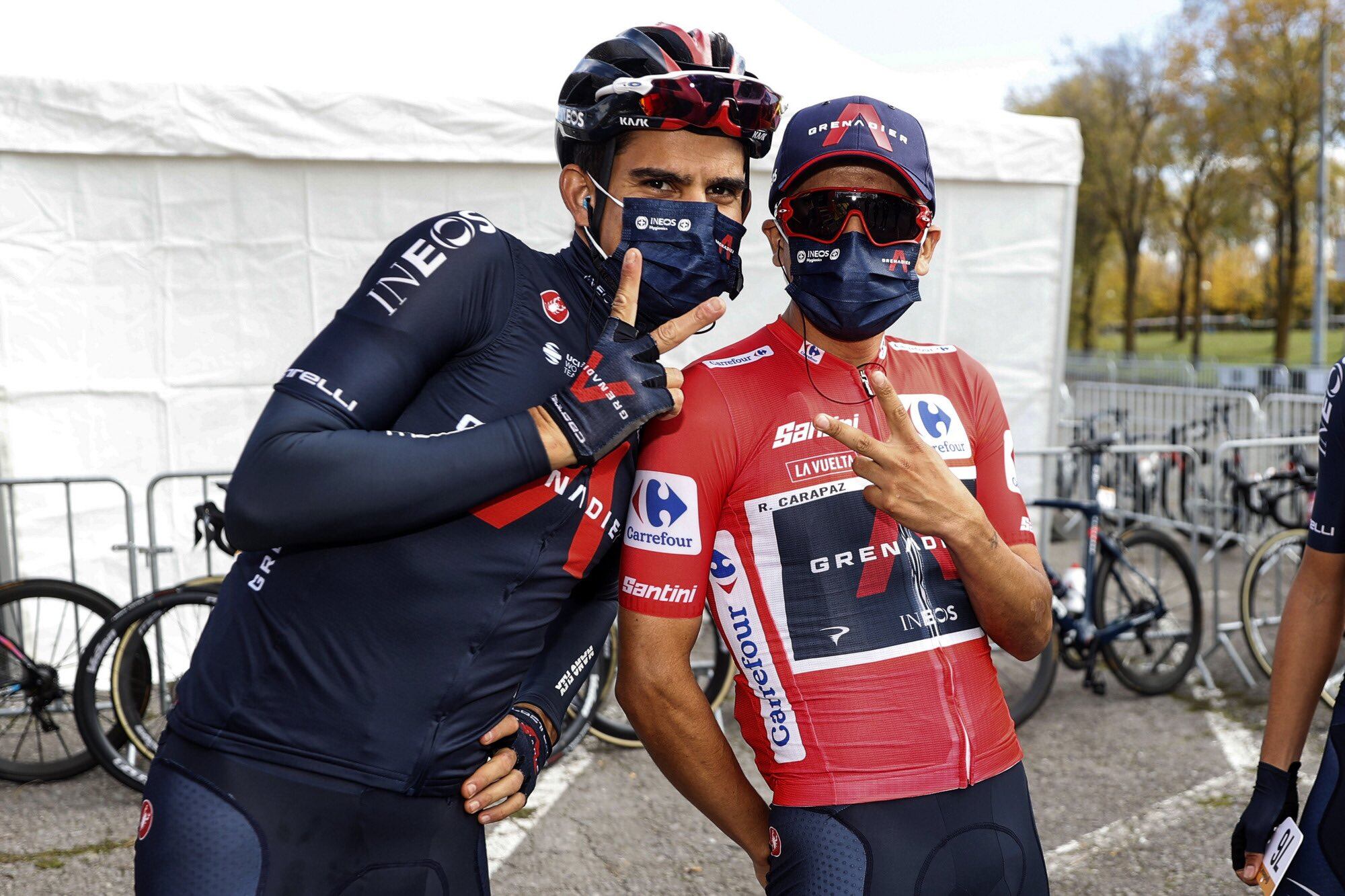 Andrey Amador y Richard Carapaz se conocen muy bien en carretera, pero también son buenos amigos. Fotografía: Twitter Andrey Amador
