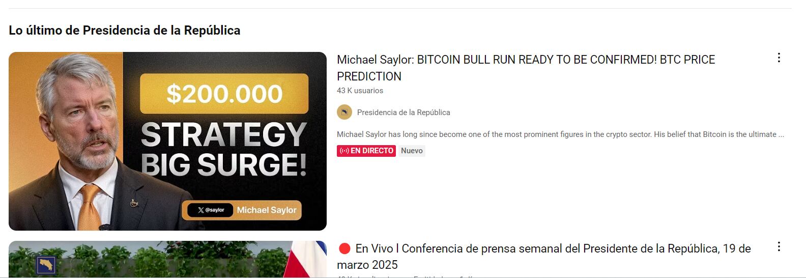 Youtube de Presidencia hackeado