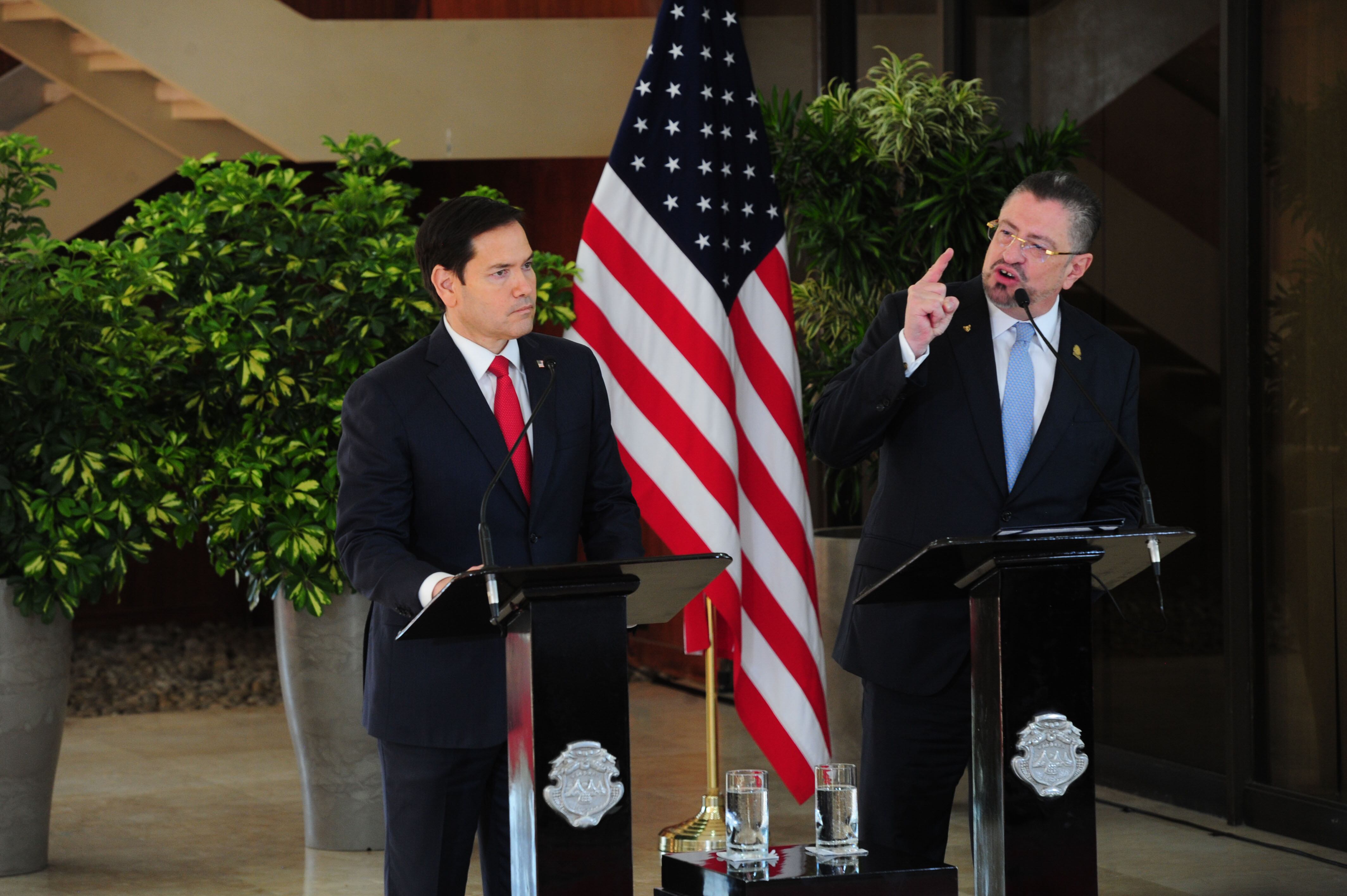 04/02/2025 Casa Presidencial, visita del secretario de Estado de Estados Unidos, Marco Rubio al país, lo acompaña el Sr presidente Rodrigo Chaves, fotografía: Marvin Caravaca
