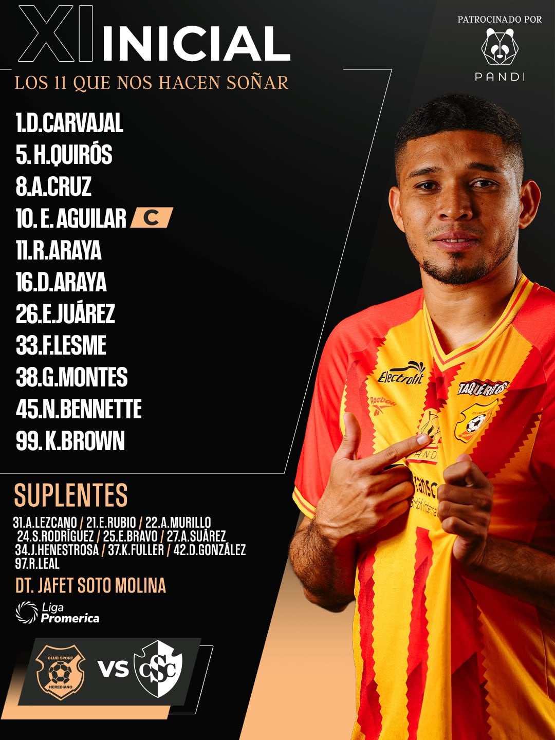 Esta es la alineación de Herediano para el duelo contra Cartaginés.