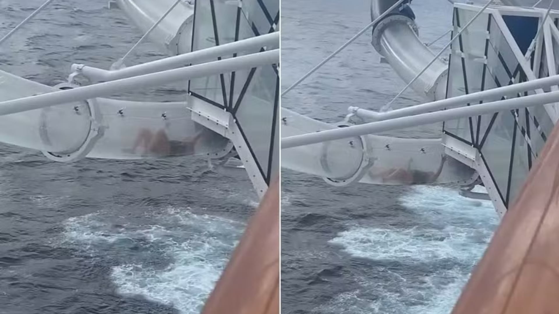 Una mujer quedó atascada en un tobogán sobre el mar en un crucero. El video se viralizó y generó millones de reacciones en TikTok.