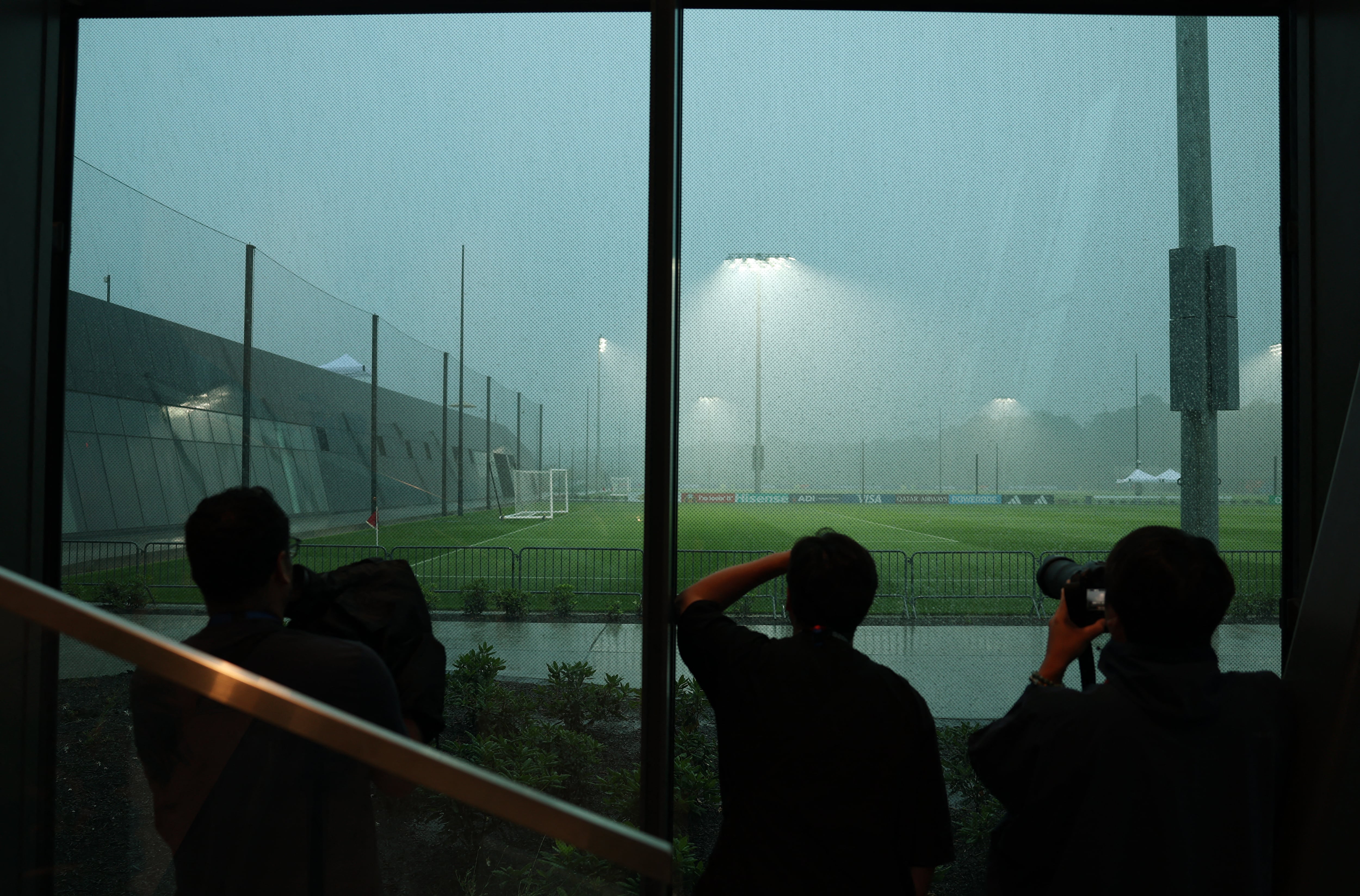Así estaban las condiciones meteorológicas este sábado en el entrenamiento de Argentina en Nueva Jersey, antes de la final del Mundial.