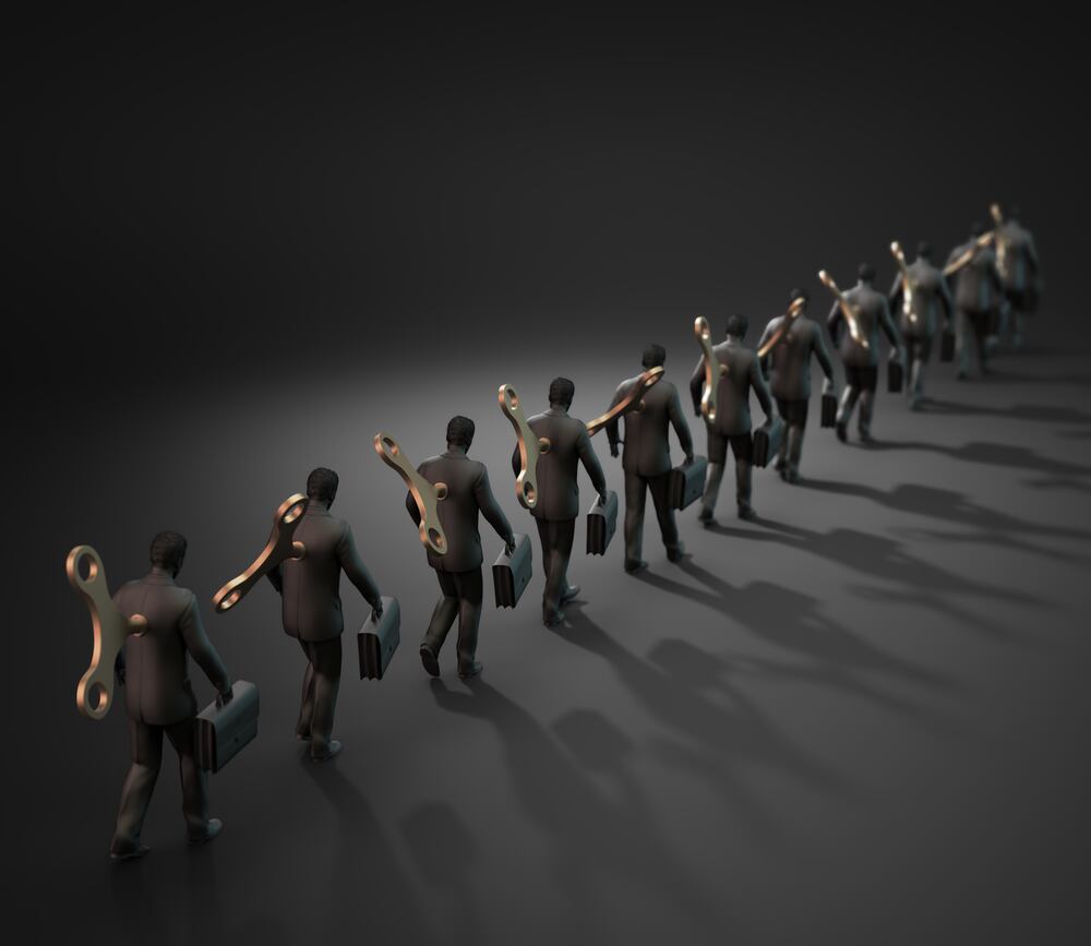 Ilustración de figuras de hombres de negocios de cuerda