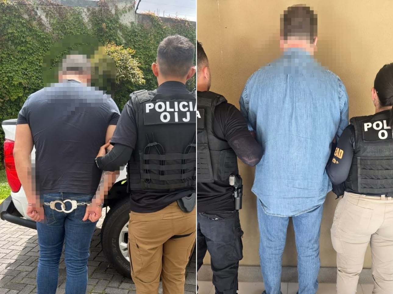 Hugo Benavidez Barboza, más conocido como Barboza y Don Stockwell detenidos por el OIJ. Foto: OIJ