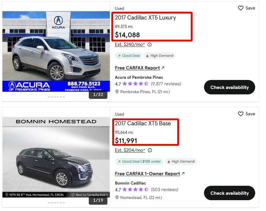 Cadillac XT5, modelo 2017