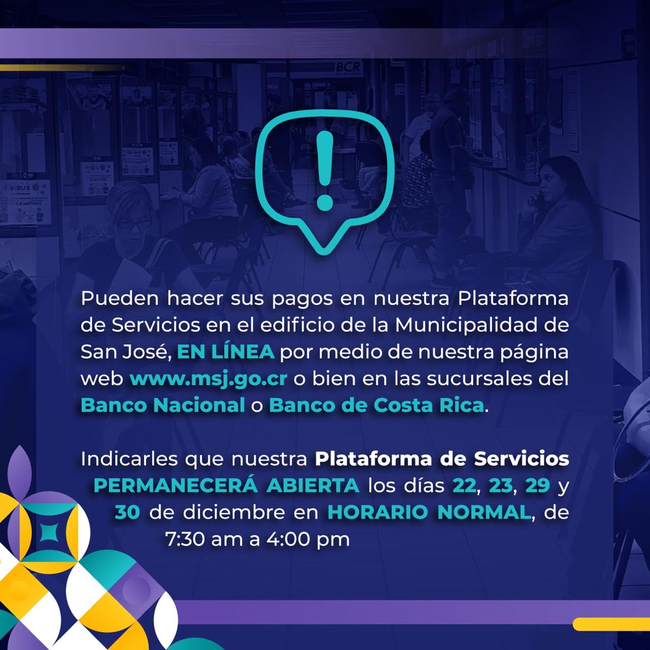 El gobierno local amplía atención presencial y digital para facilitar pagos de impuestos y patentes antes del cierre del año.