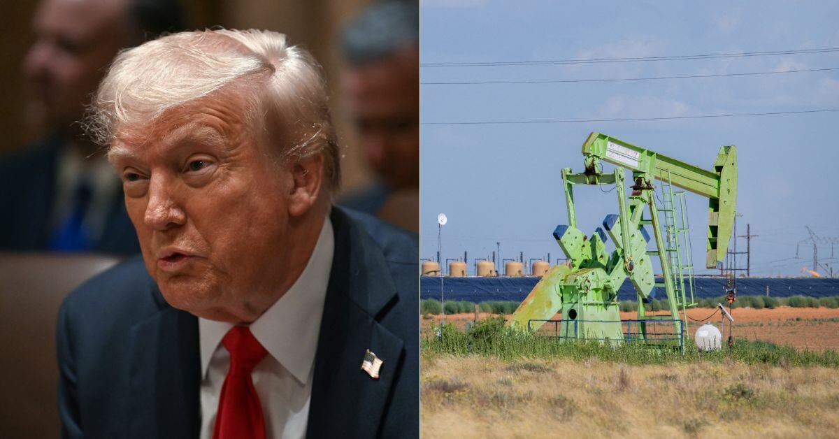 En la imagen, a la izquierda, el presidente de Estados Unidos, Donald Trump, y a la derecha una extracción de petróleo en Texas.