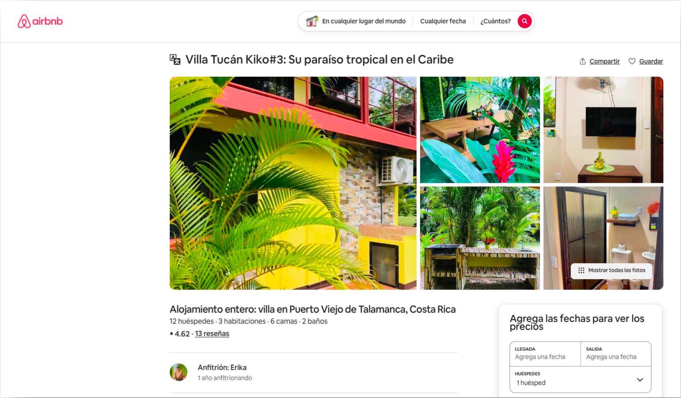 Detalle de la publicidad utilizada por la banda en la plataforma Airbnb del establecimiento bajo el nombre ficticio de “Villa Tucán Kiko #3”.