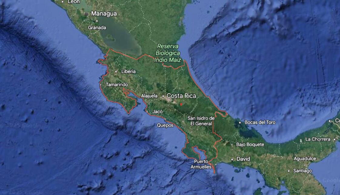 En la imagen se observa Costa Rica desde Google Earth