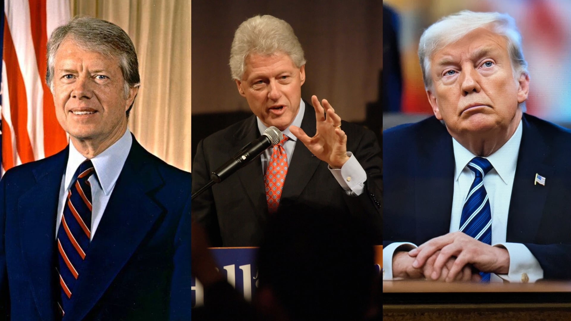 Expresidentes de Estados Unidos Jimmy Carter y Bill Clinton, y presidente Donald Trump