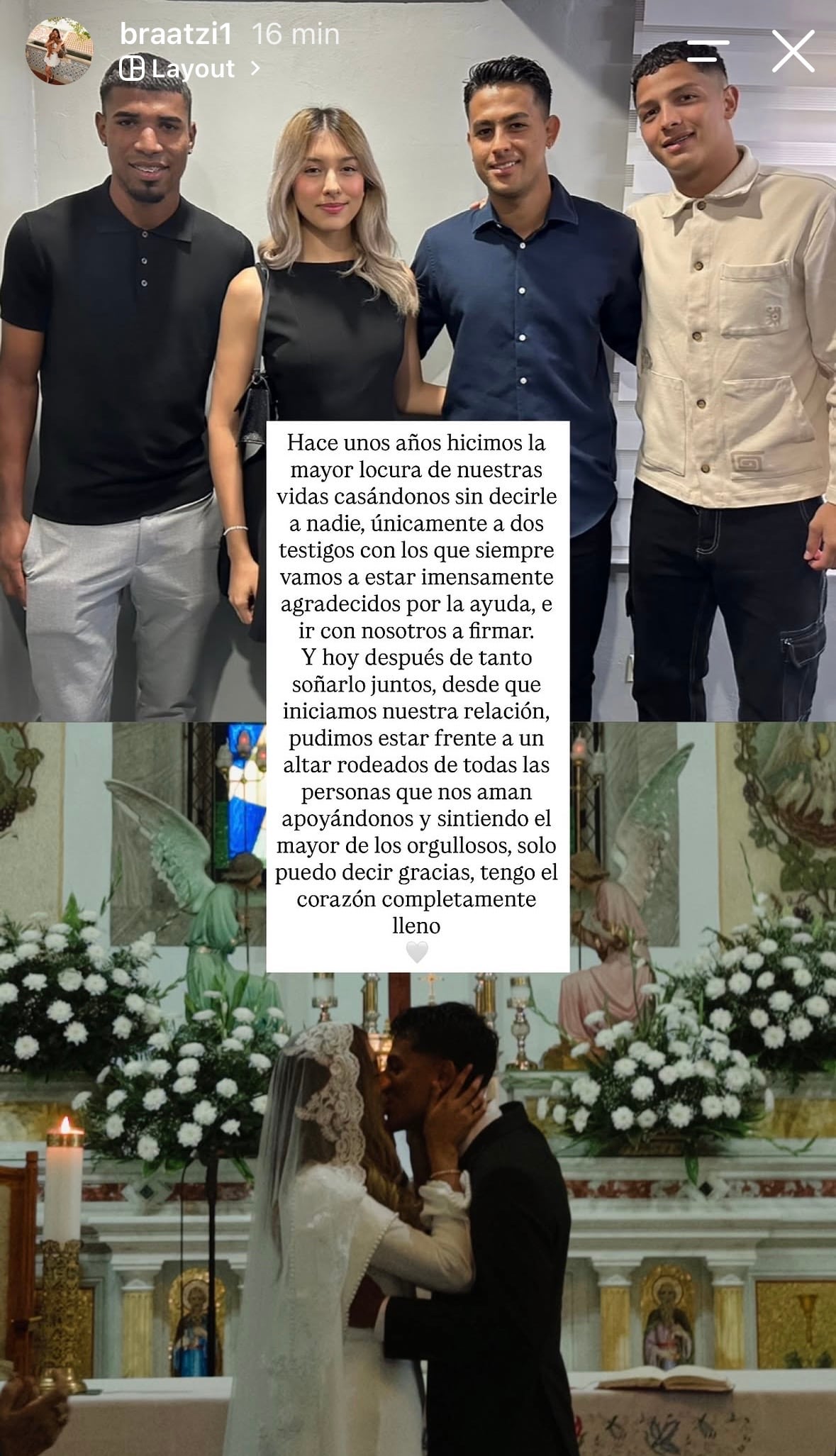 Esta es la historia que publicó Mariel Flores, confesando que se casó con Álvaro Zamora en 2024.