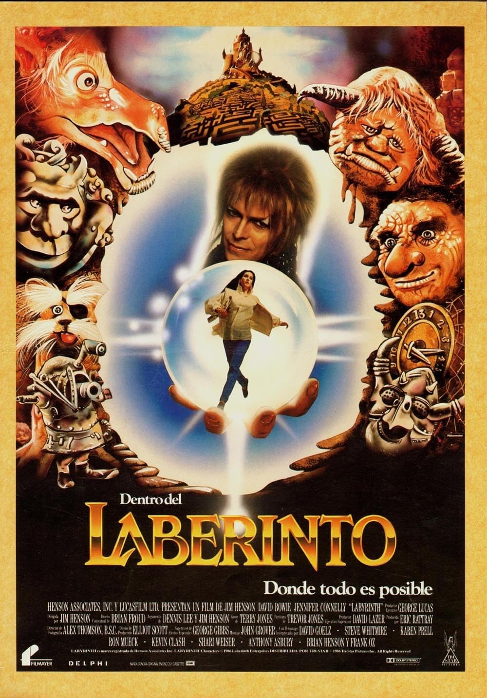 Póster oficial de la película 'Laberinto' de Jim Henson.