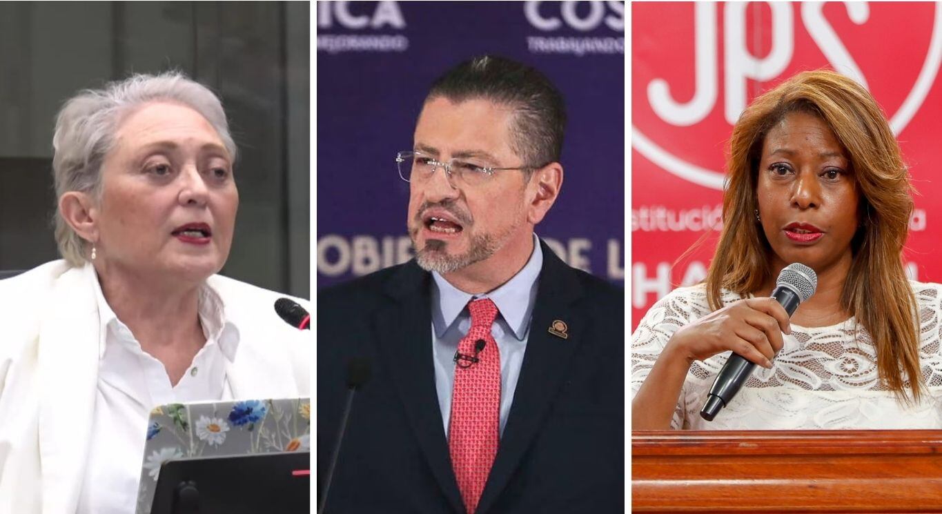La exministra de Comunicación, Patricia Navarro (izq.), aseguró que el presidente Rodrigo Chaves dijo que buscaría una nueva presidenta ejecutiva de la Junta de Protección Social (JPS) si Esmeralda Britton (der.) no acataba sus órdenes.