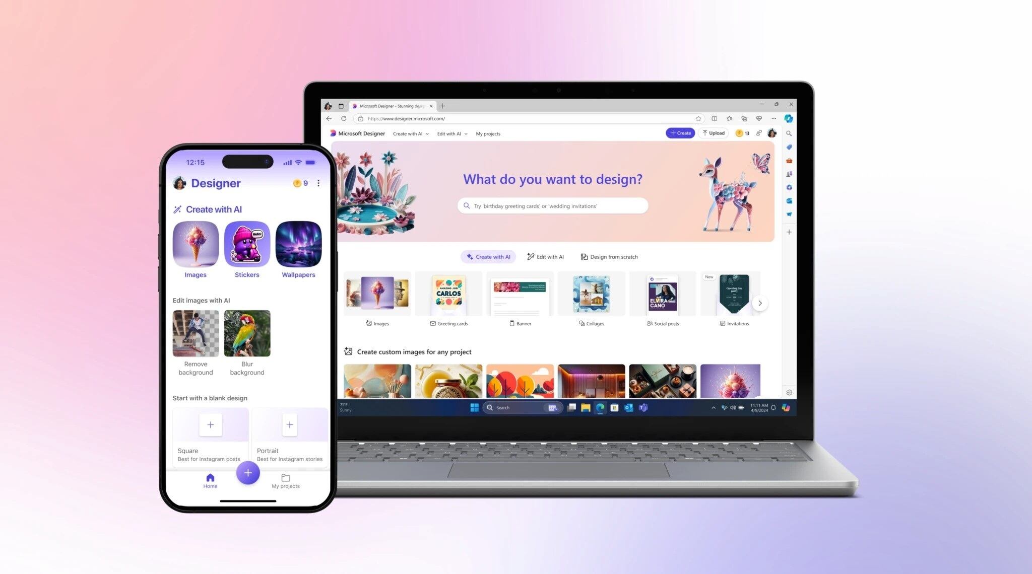 Microsoft lanza Designer para iOS y Android, integrándola en Word y PowerPoint, con nuevas funciones y disponibilidad global.