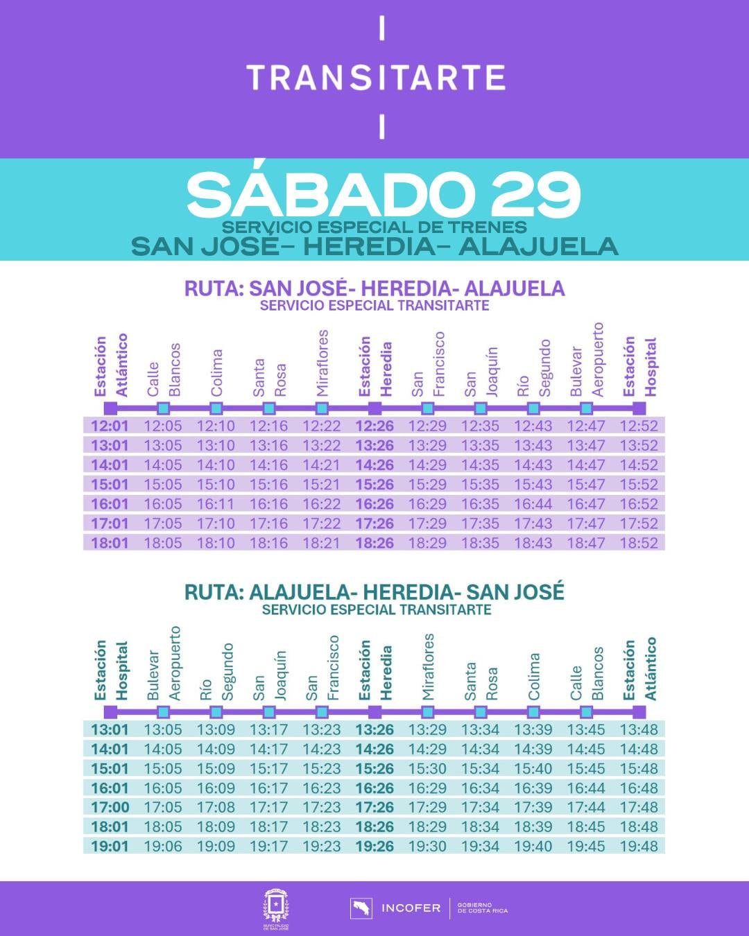 La ruta San José-Heredia-Alajuela ofrecerá viajes desde el mediodía.