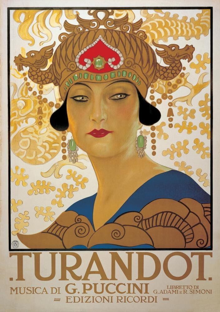 Póster promocional de la ópera 'Turandot', de Giacomo Puccini, fechado el 25 de abril de 1926.