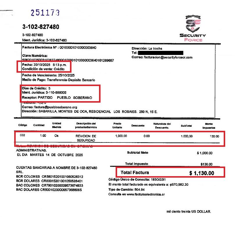 Factura seguridad Laura Fernández