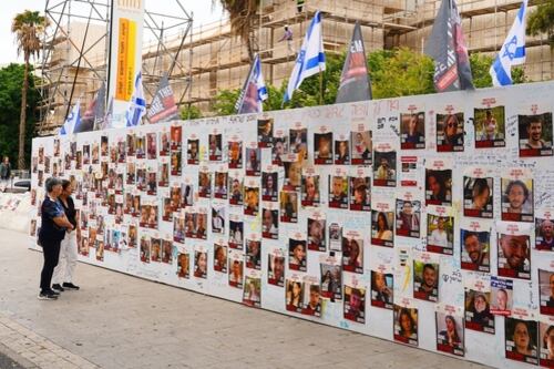 Plaza de los Secuestrados en Tel Aviv, Israel.