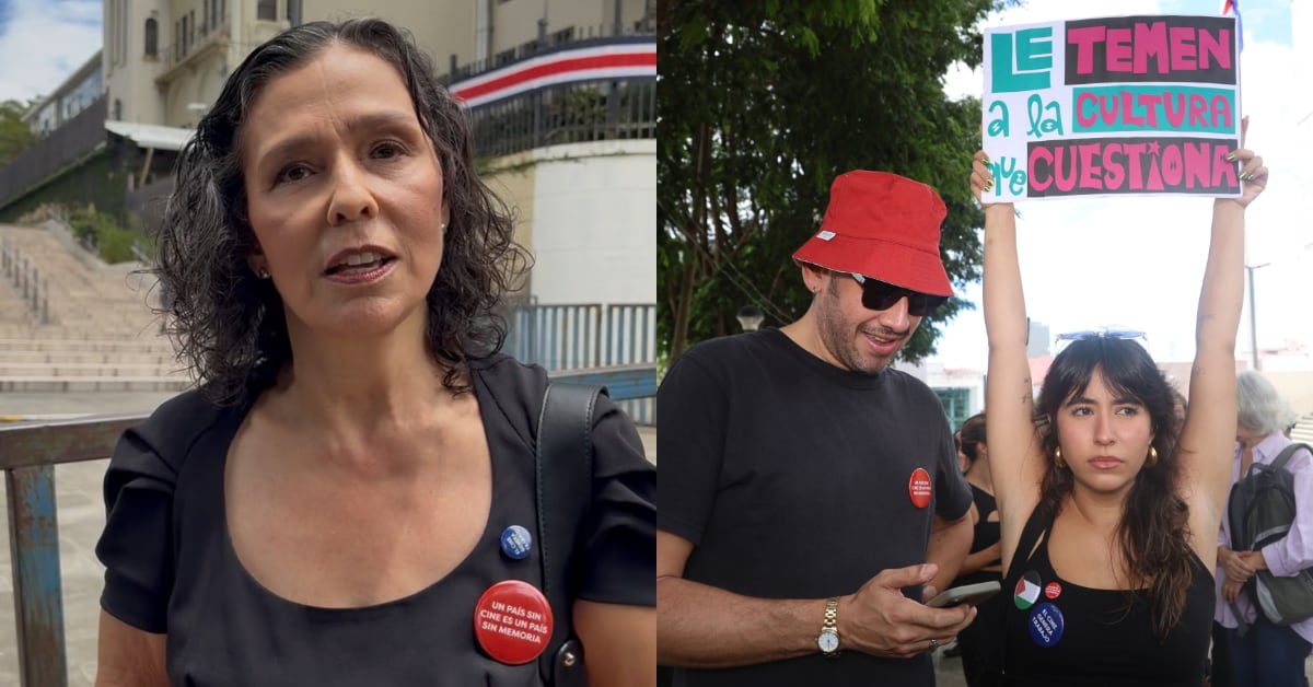 La actriz nacional Ana Istarú (izq) estuvo presente en contra de recortes al presupuesto de cultura, su hija Ardélia (der) también estuvo en el lugar.