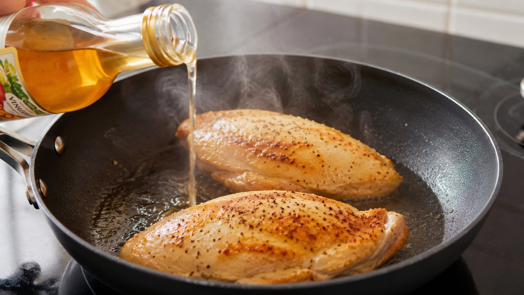 Poner vinagre a la sartén para freír pechuga de pollo: para qué sirve y por qué lo recomiendan