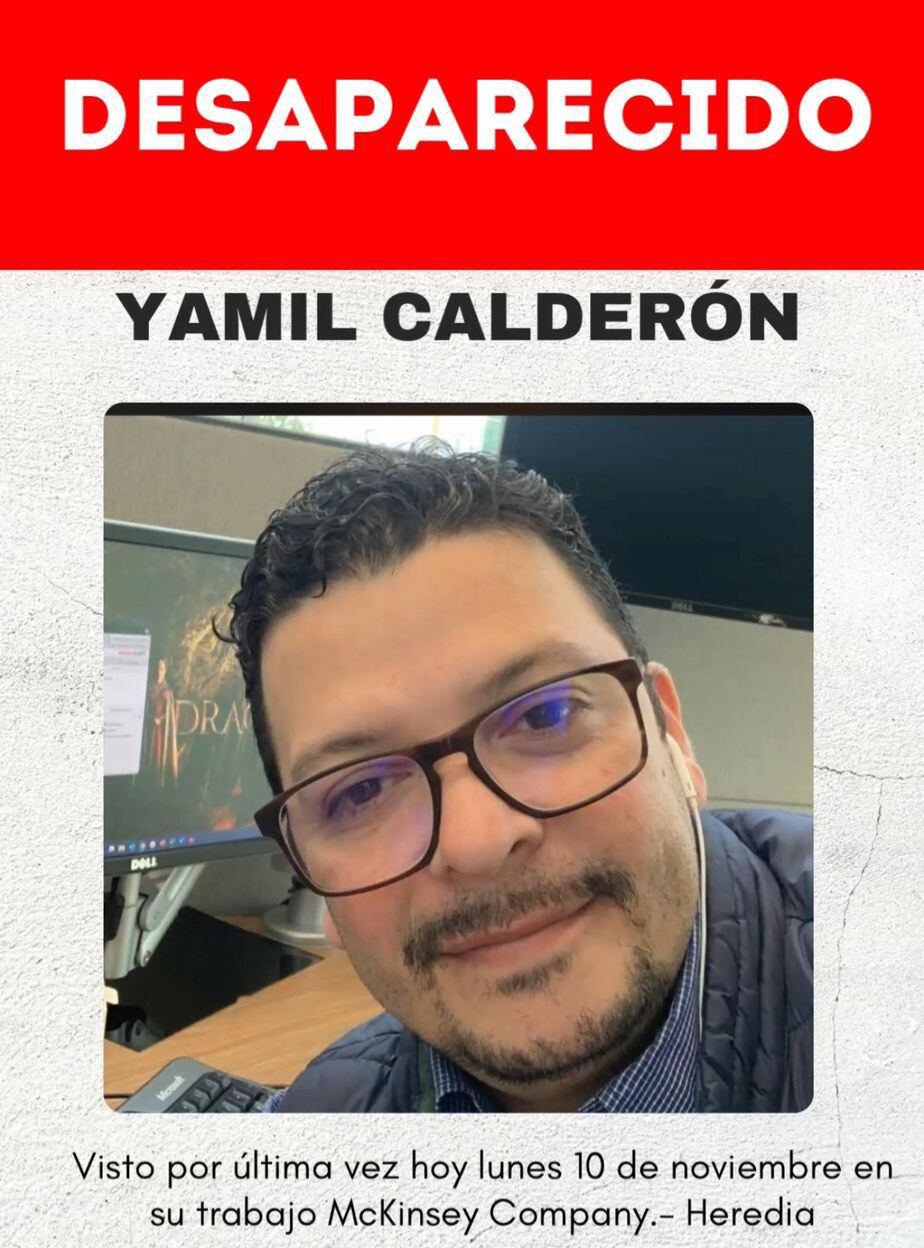 El ingeniero Yamil Calderón fue reportado como desaparecido por su familia la noche de este lunes.