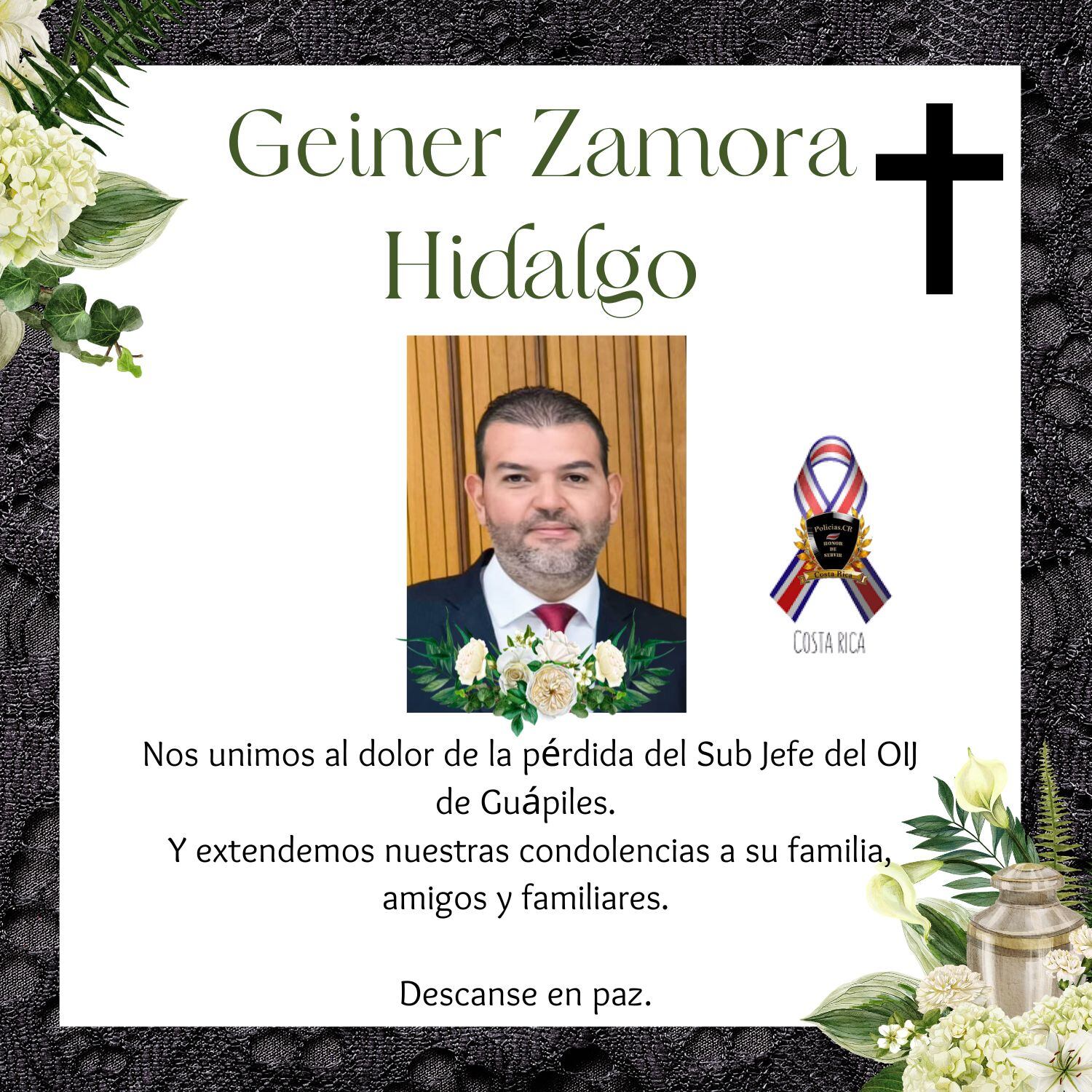 El grupo Policías de Costa Rica, se sumó al pésame del OIJ y otras personas por el fallecimiento de Geiner Zamora, quien falleció este 4 de febrero. Foto: Policías de Costa Rica.
