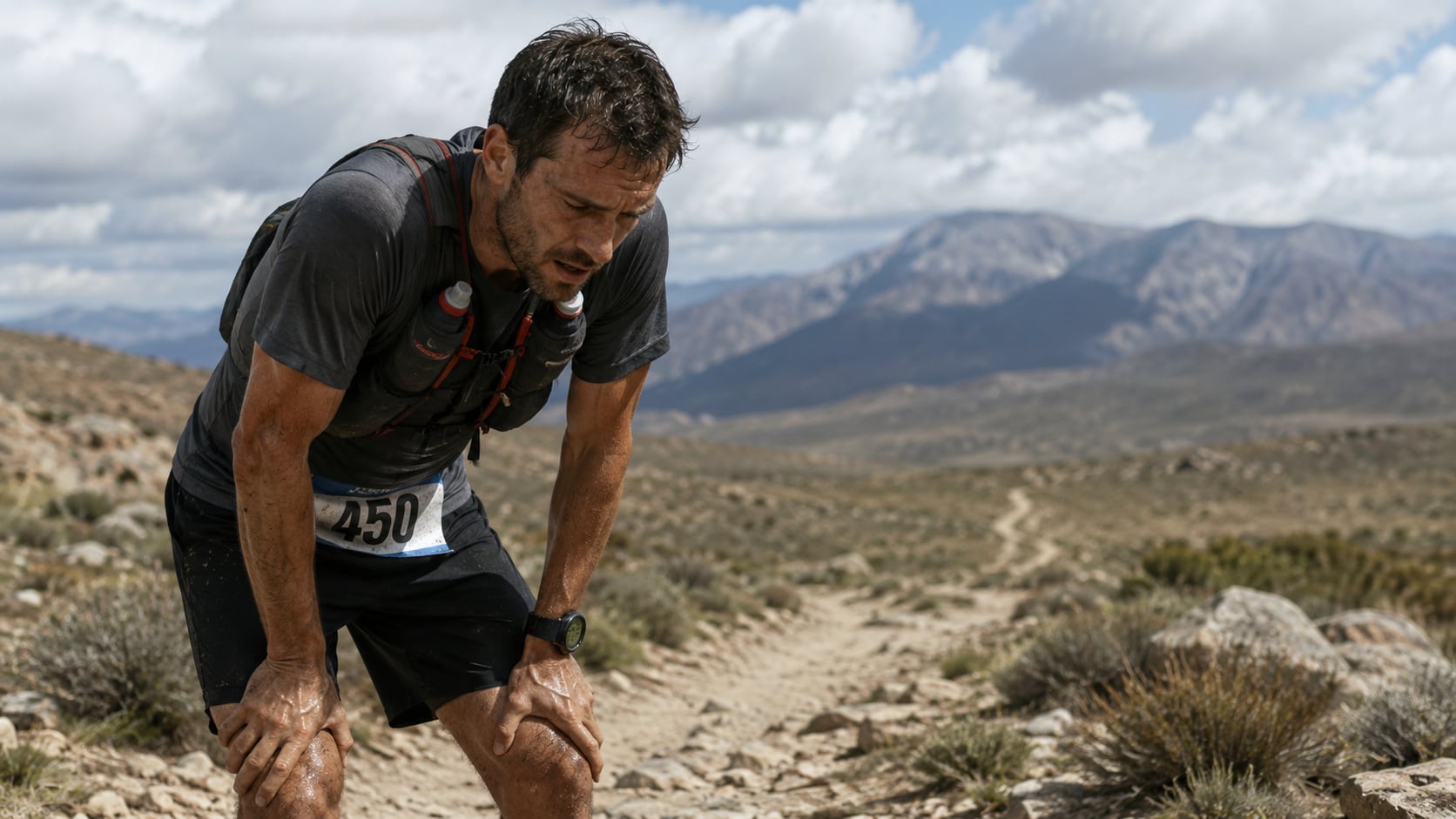 Un ultramaratonista descansa en medio de una competencia extrema, un tipo de esfuerzo físico que permitió a científicos estimar cuál es el límite metabólico que el cuerpo humano puede sostener durante largos periodos.