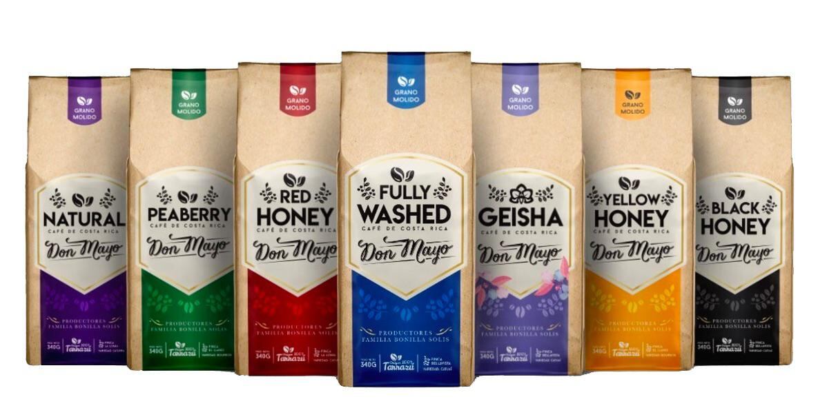El café de calidades superiores, como el de la marca Don Mayo, le indica la variedad y el tipo de beneficiado. En los últimos años tomó auge el beneficiado en seco (sin agua) pues preserva las mieles del grano. Foto: Cortesía Don Mayo