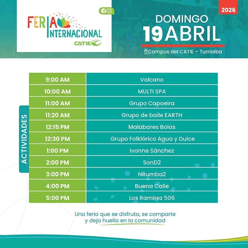 Actividades del domingo 19 de abril en la Feria Internacional del Catie.