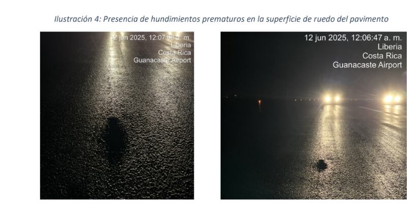 Hundimientos en pista de Liberia